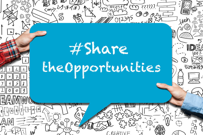 sign with #SharetheOpportunities in chalk