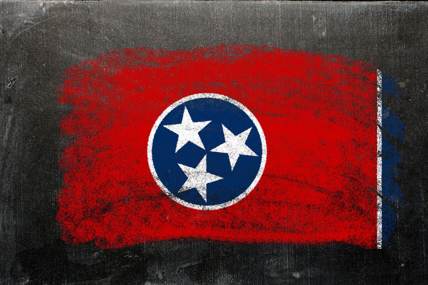 chalkboard with Tennessee state flag