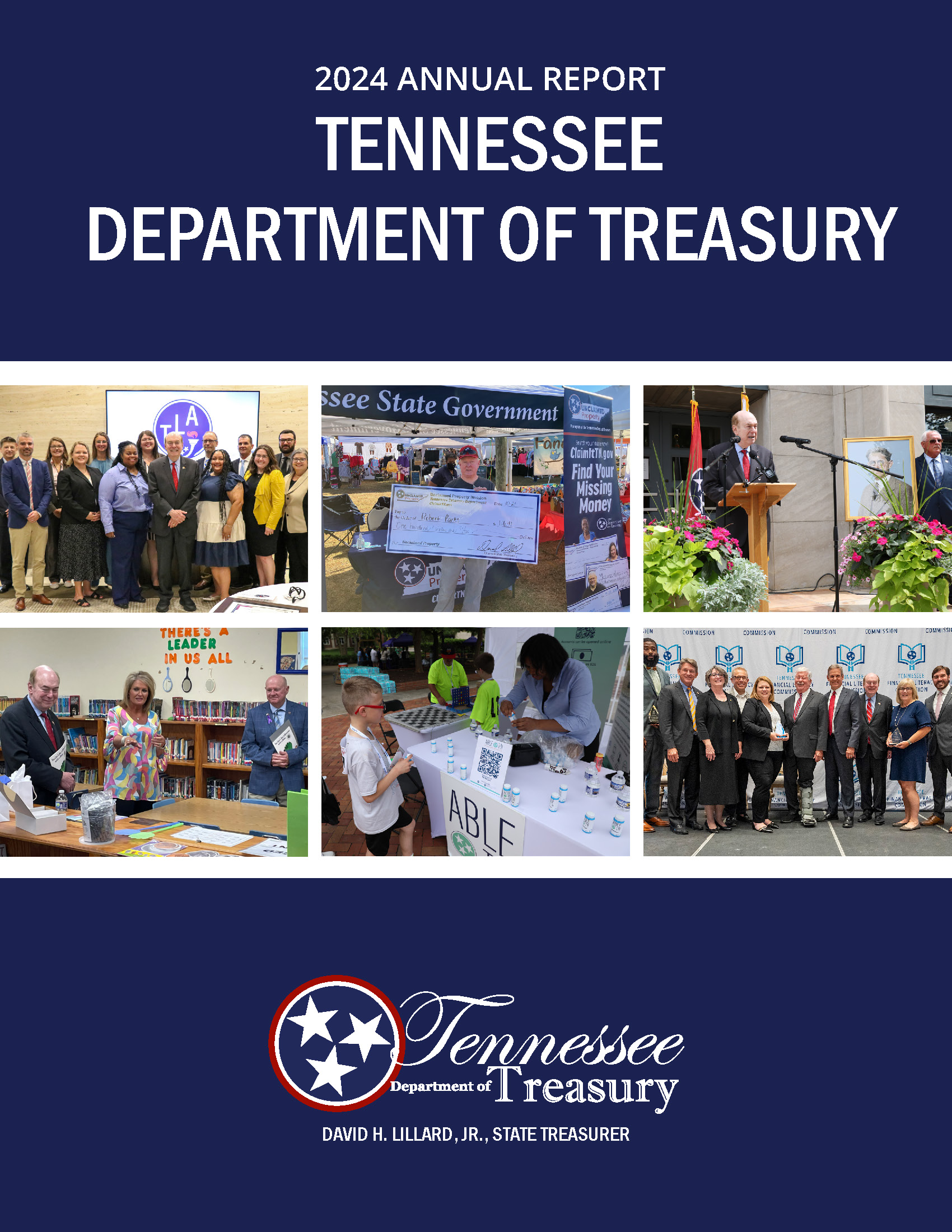 Cover of 2024 Annual Report with images of Treasury events