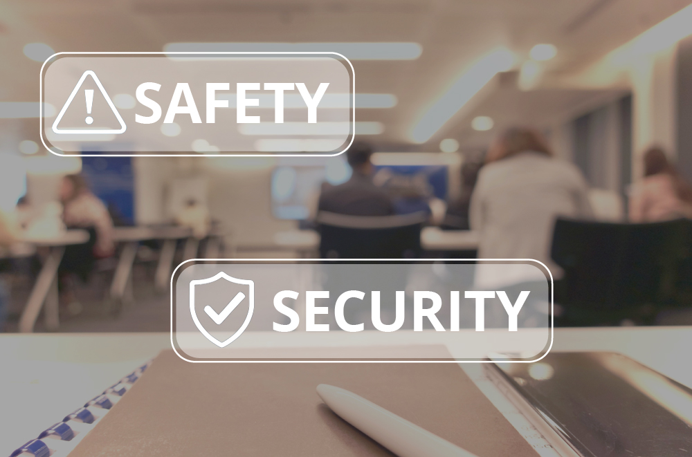 classroom with the words safety and security on top