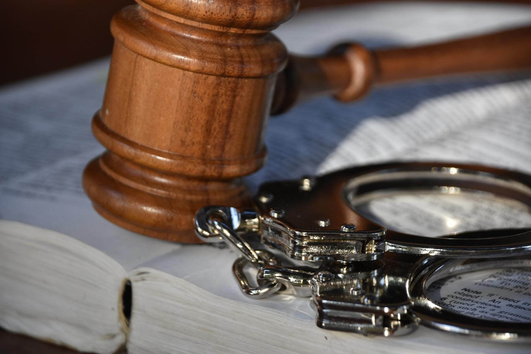 handcuffs and gavel