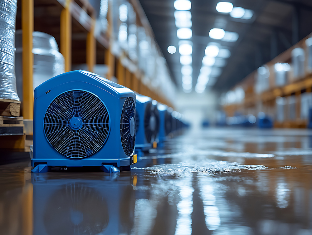 water on floor of warehouse